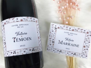 etiquette vin champagne marraine